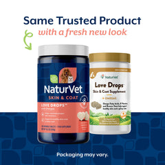 NaturVet Love Drops: tabletas en forma de corazón con sabor mantequilla de cacahuate.
