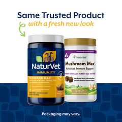 NaturVet Mushroom Max etiqueta con ingredientes de hongos