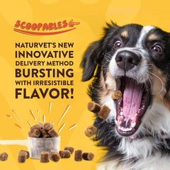 NaturVet Scoopables sabor tocino ahumado Hickory, para perro, fomenta una experiencia de comida agradable.