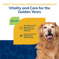 VitaPet Senior con glucosamina para apoyo articular en perros mayores.