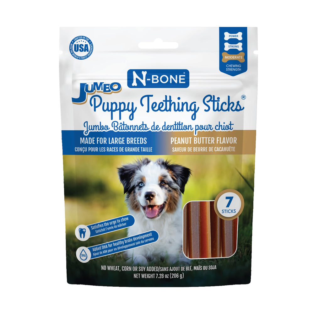 N-Bone Jumbo Puppy Teething Sticks peanut butter, soothing growing teeth for puppies