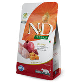 N&D codorniz-calabaza, frente del empaque, sabor atractivo para gatos adultos