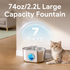 Neareal fuente para gatos con ventana de nivel para vigilar el agua sin abrir la tapa.