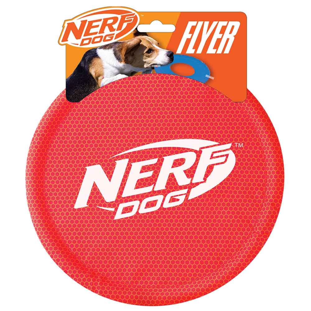 Nerf Dog Nylon Flyer, disco volador de 9 pulgadas, ideal para juego al aire libre.
