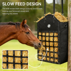 Nesfanchu bolsa heno caballo, apertura superior amplia para rellenar.