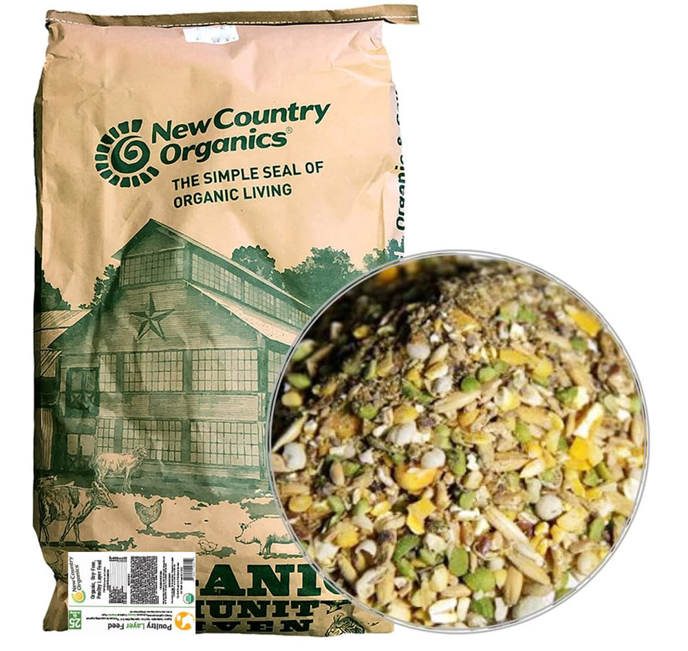 New Country Organics Clasico Alimento Capa para aves con cáscaras más fuertes.