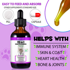 NIFEISHI gotas multivitaminas para gatos, dosificador, facilita añadir al alimento.