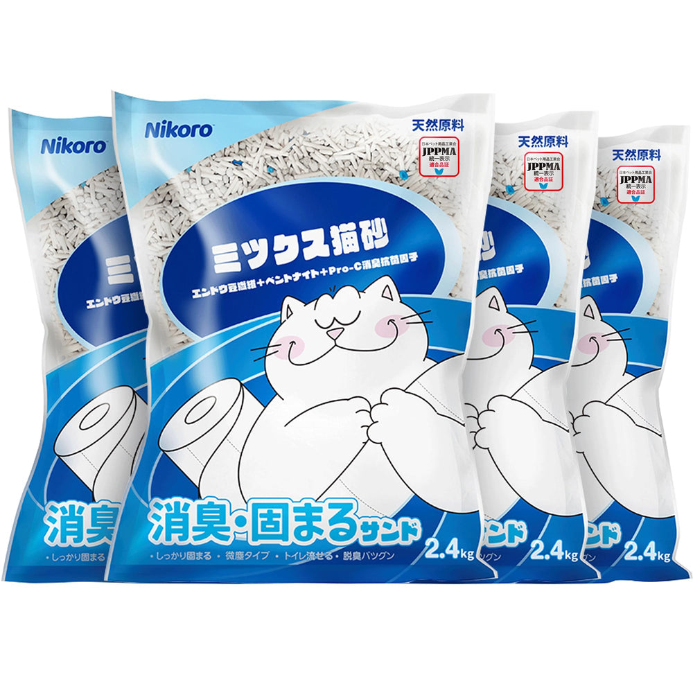 NIKORO Tofu Cat Litter, aglomerante fuerte para una limpieza rápida.