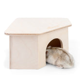 Niteangel cachette hamster en bois bouleau avec toit et rampe, refuge stimulant.