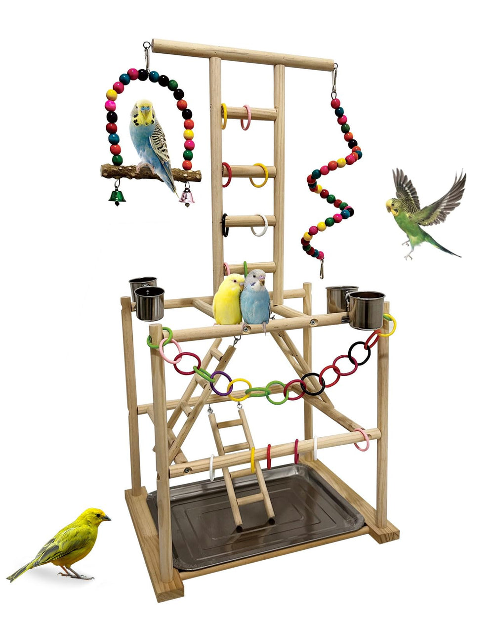 Niwaes estante-juego ave-grande: estimula actividad física con estructura de madera natural