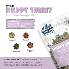 No Furries Delights Premium Forage Mix, conejo disfrutando de una merienda saludable.