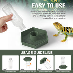 NOMOY Dispensador de agua para reptiles con tapa superior removible para rellenar.