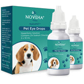 NOVEHA HydraPet: botella de gotas oculares para mascotas, fácil de usar.