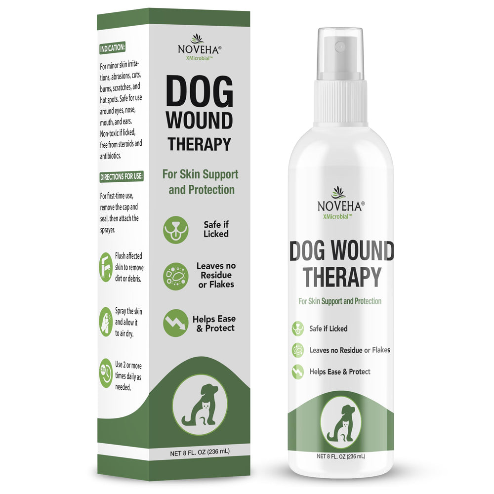 NOVEHA spray para heridas en botella, cuidado de la piel y limpieza de rasguños de perro