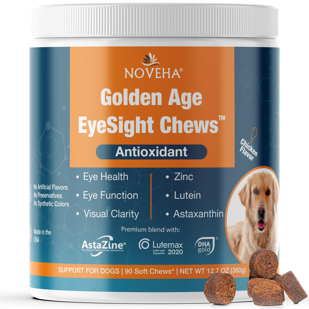 NOVEHA suplemento ocular para perros con luteína favorece la claridad visual.