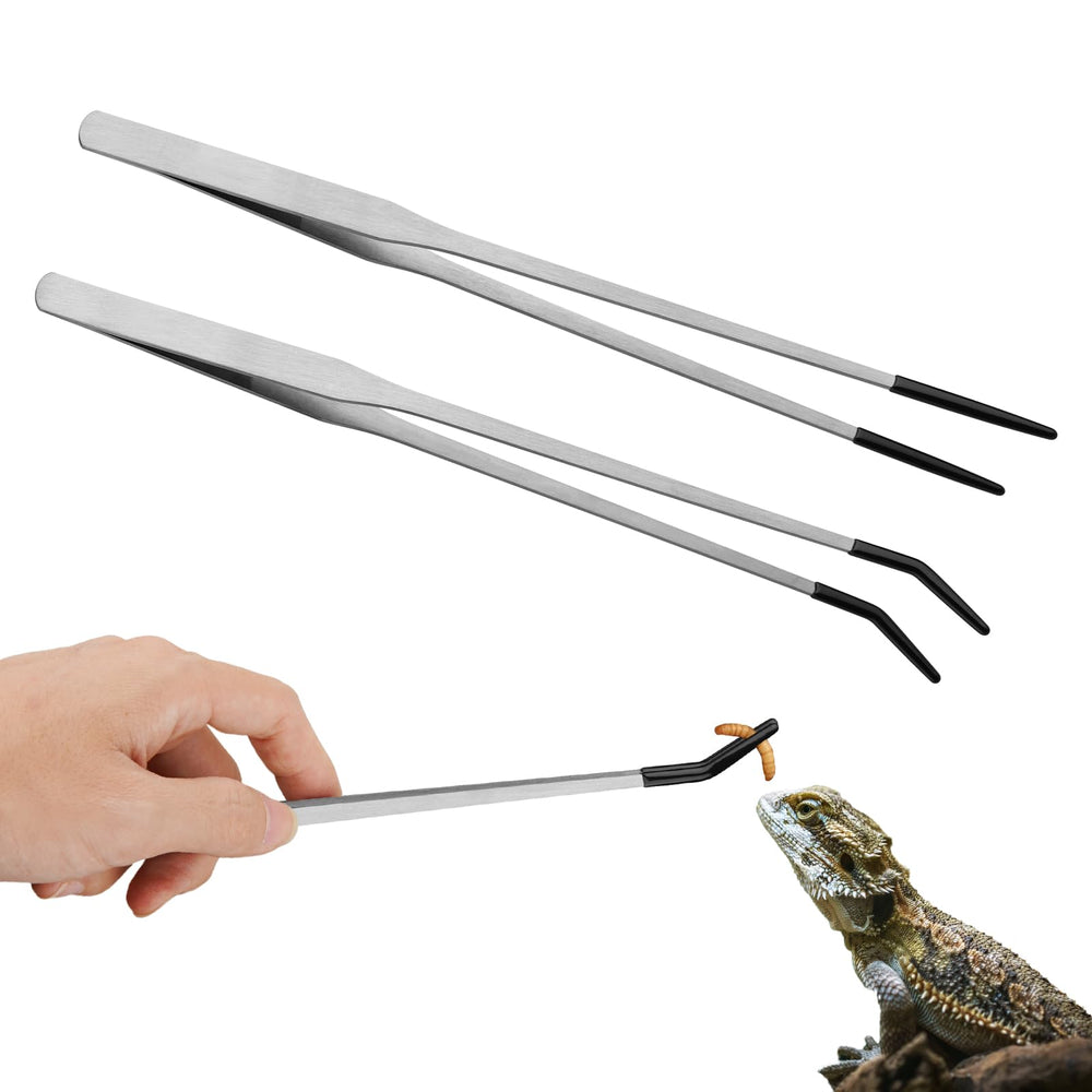 Novery pinzas para reptiles, punta recta de 10-6 pulgadas para alimentación precisa.