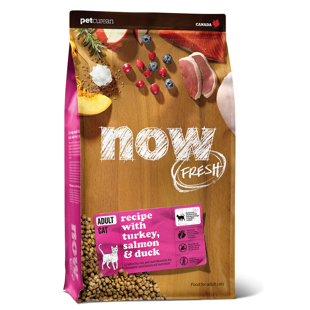 Now Fresh comida seca sin granos para gatos con pavo, salmón y pato, bolsa de 3 lb