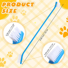 Nuenen cepillo dental doble cabezal curvado para mascotas, facilita acceso a dientes traseros.