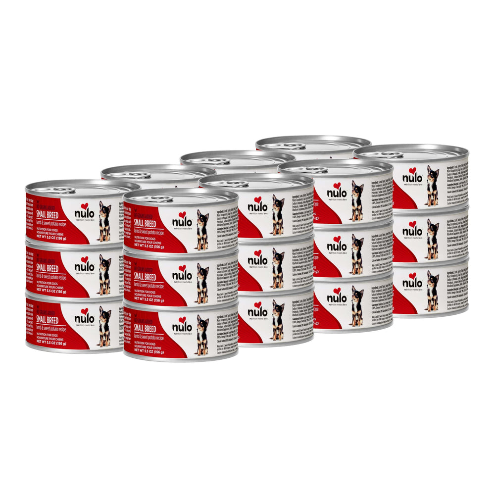 Nulo cordero patata dulce en lata 5.5 oz, opción sabrosa para razas pequeñas.