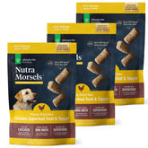 Nutra Morsels en empaque tres unidades, snack sabroso para entrenamiento y recompensa.