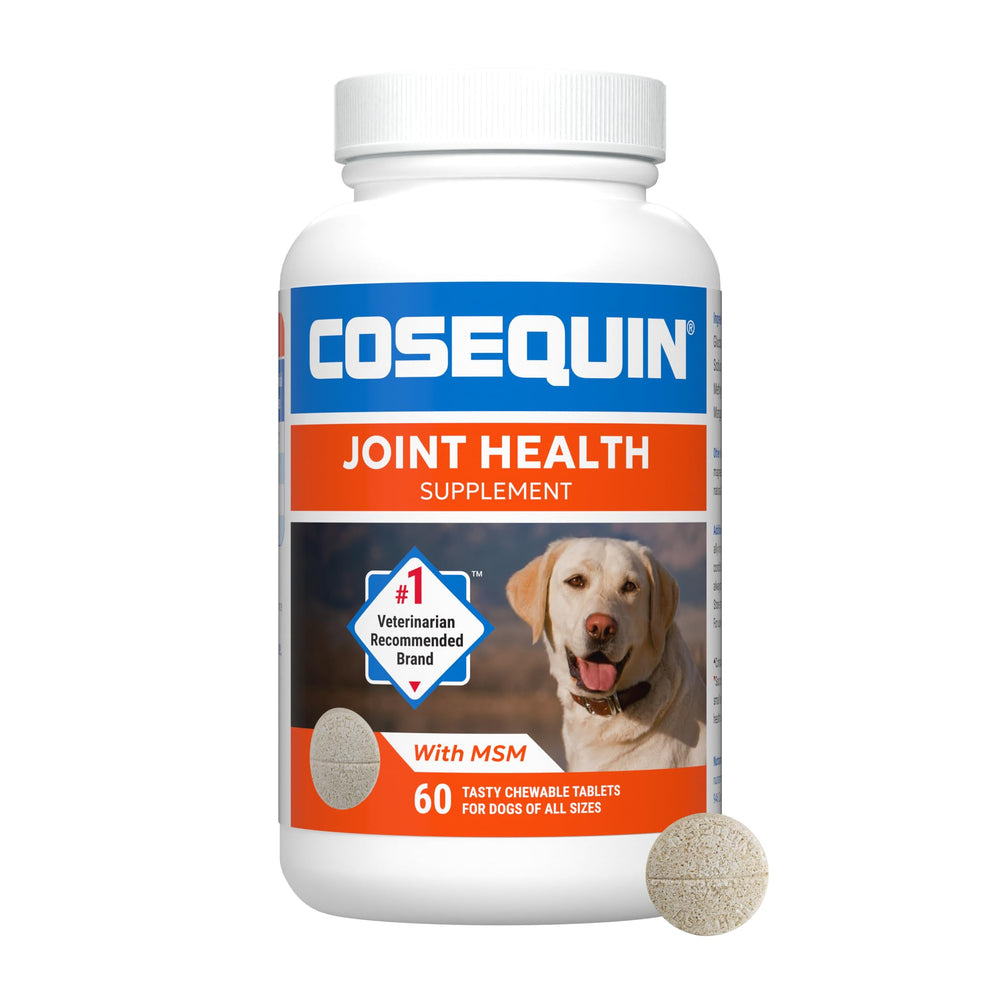 Nutramax Cosequin: envase visible para apoyar las articulaciones de tu perro.
