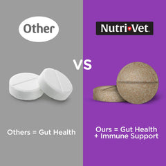 Tabletas sabor hígado Nutri-Vet para perros, fácil administración diaria.