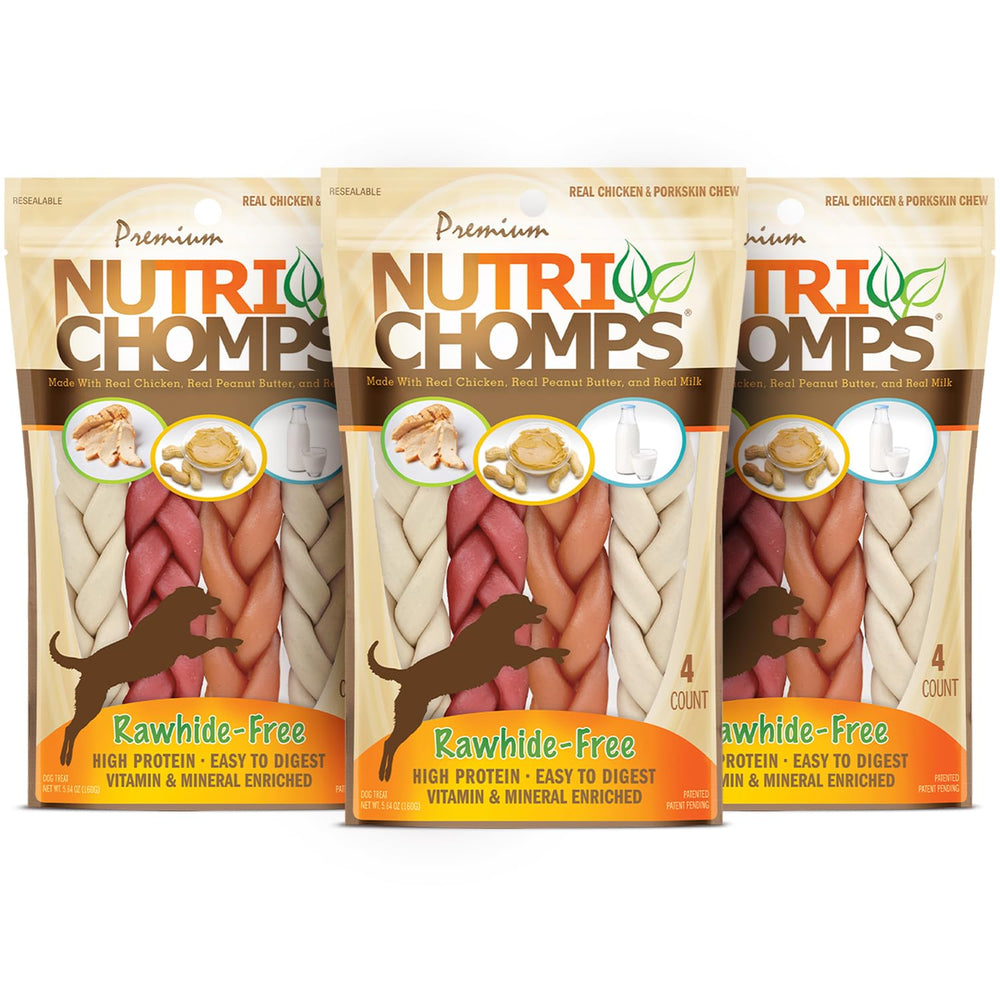 NutriChomps hilos trenzados de pollo real para masticar y entretener