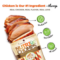 NutriChomps sans rawhide, friandise facile à digérer pour chiens.