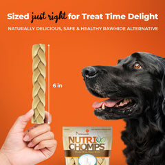 NutriChomps sin cuero crudo, opción fácil de digerir para perros.