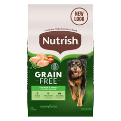 Nutrish bolsa 13 lb sin granos con pollo y patata dulce, ideal para perros activos.