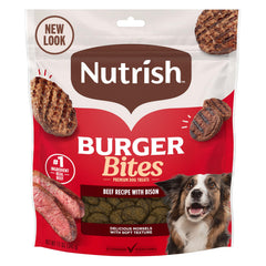 Nutrish Burger Bites empaque 12oz para perros de todos los tamaños.