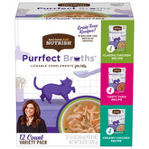 Nutrish Purrfect Broths pollo clásico, complemento sabroso para comida húmeda y hidratación.
