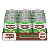Nutrish trozos en salsa con pollo y verduras en lata de 13 oz, comida completa.