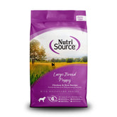 NutriSource cachorros de raza grande con bolsa 1,5 lb, posible apoyo al crecimiento.