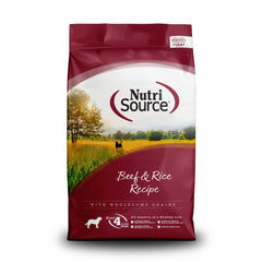 NutriSource comida para perros res y arroz en bolsa de 12 lb para uso diario.
