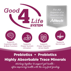 NutriSource probióticos-prebióticos: podrían apoyar la salud intestinal y absorción de nutrientes.