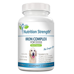 Tabletas de hierro Nutrition Strength para perros, apoyo a la salud sanguínea diaria.