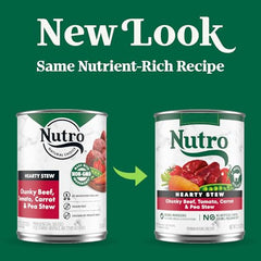 Nutro Hearty Stew: trozos de res con tomate, aroma apetitoso para perros.