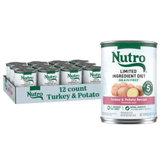Nutro dieta de Ingredientes Limitados, lata con pavo y papa, primer ingrediente para sabor natural