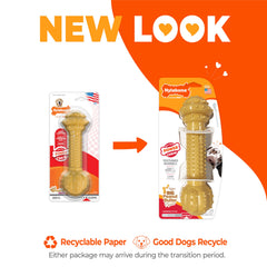 Nylabone Barbell Sabor Mantequilla de Maní promueve juego prolongado.