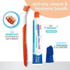 Nylabone kit dental avanzado para gatos, vista trasera, accesorios incluidos