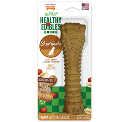 Nylabone Healthy Edibles: hueso masticable de cacahuete para perros XL, masticación prolongada