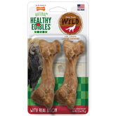 Nylabone Healthy Edibles WILD, hueso natural de bison para perros, limpieza dental suave.