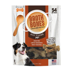 Nylabone Huesos de Caldo de Res, paquete de 54 premios para perros.