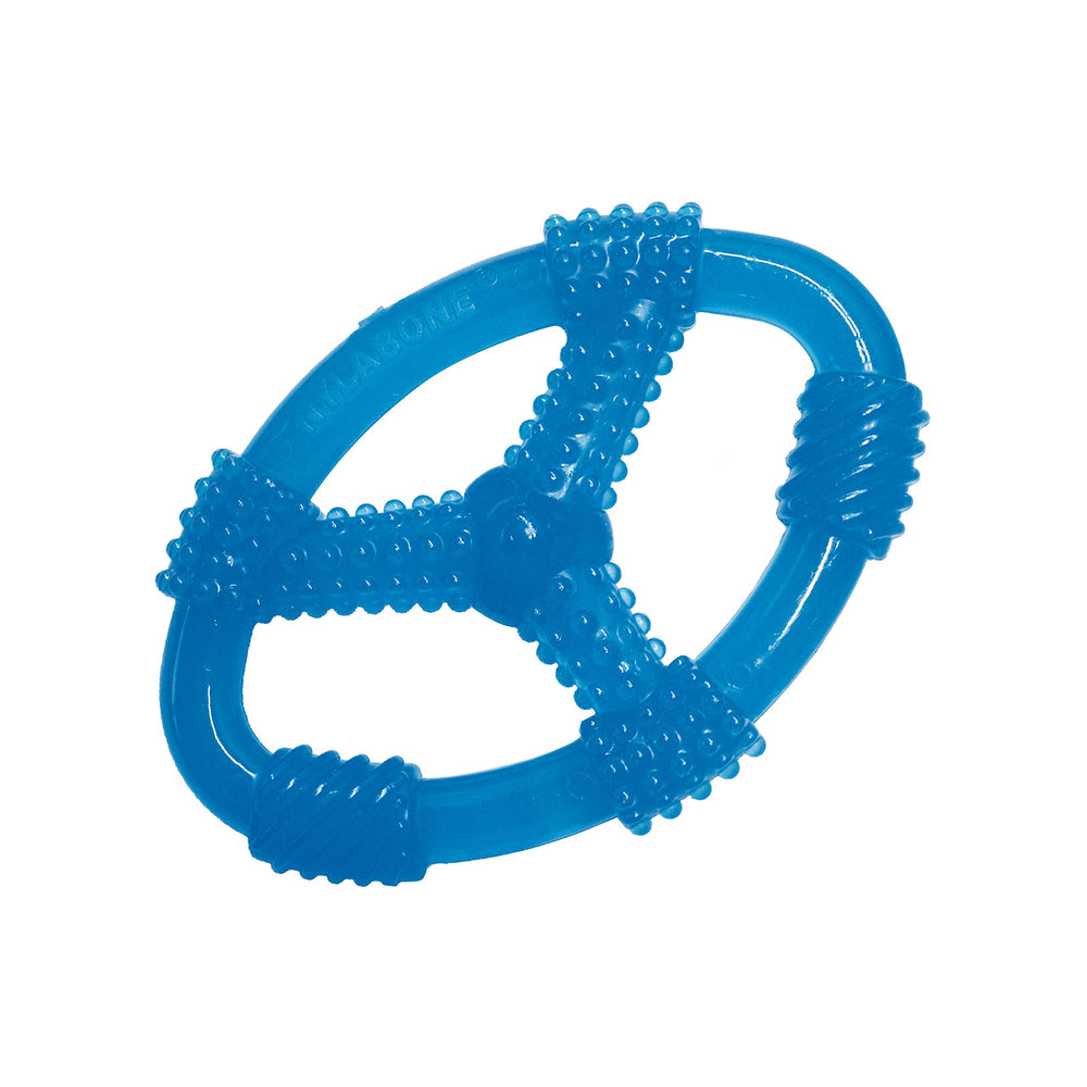 Nylabone Spin Tug Play: juguete cachorros azul para juego interactivo.
