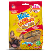 Nylabone Nubz Flavor Bursts, huesos pequeños con sabor queso y tocino, perfectos para masticar.