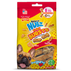 Nylabone Nubz hueso pequeño con sabor queso-tocino, ideal para juego.