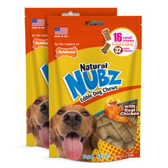 Nylabone Nubz bocado pollo real para perros pequeños, ayuda a limpieza dental.