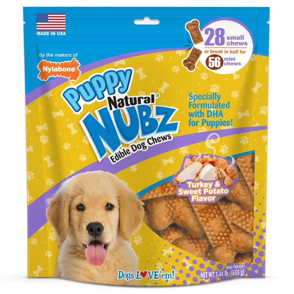 Nylabone Nubz con sabor pavo y batata, ideal para entrenamiento.