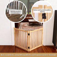 Barrera Oapety en madera natural sin pintura, ambiente limpio para la mascota.